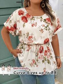 SHEIN CURVE+ Áo sơ mi nữ size lớn cổ tròn tay dơi màu trơn phong cách thường ngày, Proud Life, LGBTQ Lesbian Pride, Proud Women, quà tặng Pride cầu vồng, mẫu in Pride Month, trang phục mùa hè nữ, áo top mùa hè, đồ đi nghỉ dưỡng nữ, áo đi chơi, trang phục lễ hội nhạc đồng quê, áo top mùa hè dễ thương - Nhiều màu - Xem 1