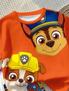 SHEIN | PAW Patrol Setelan 2 potong kaos lengan pendek dan celana pendek berkerah bulat motif kartun lucu klasik untuk anak laki-laki, kasual, sederhana, longgar, nyaman, dan imut, cocok untuk musim semi dan musim panas. - MultiWarna - View 7