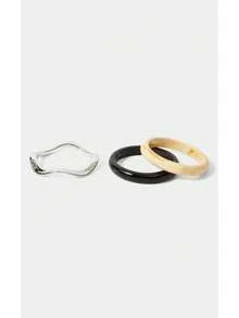 Noxbound Juego de 3 pulseras irregulares de acrílico blanco - Conjunto de tres piezas multicolor - Ver 4