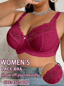 Seduluxe Bralette de encaje con patchwork sin aros talla grande 1 pieza - Burdeos - Ver 6