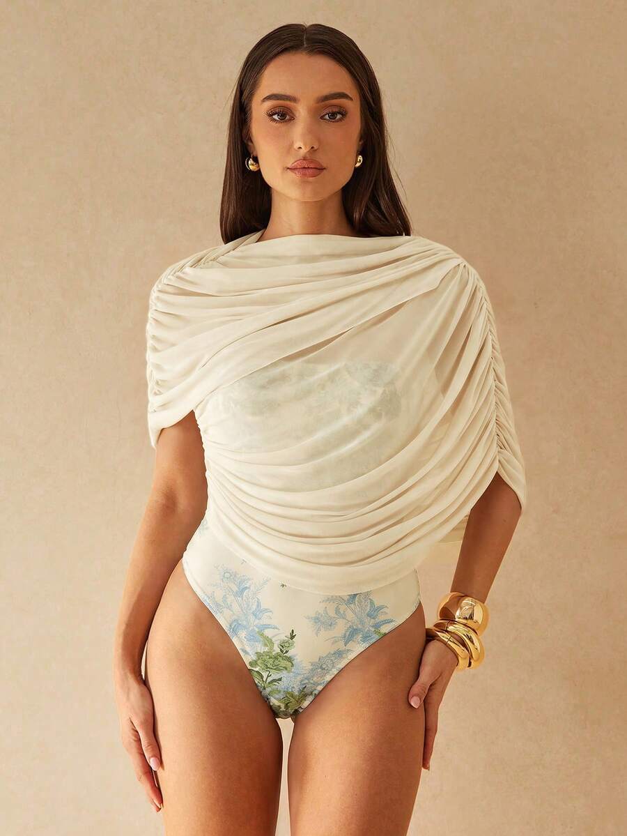Silquee 女款百褶船領度假印花連身衣 - 彩色 - 查看 1