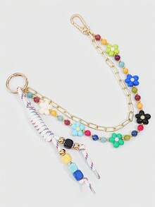ROMWE Kawaii 1 Piece Spring Summer Dopamine Style Colorful Beaded Bag Keychain Pendant, Woven Rope Bag Charm, DIY Hanging Ornament - Color 7 - View 4