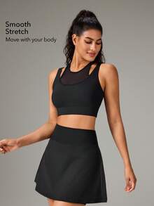 OutZeal Top deportivo para mujer color negro con sujetador integrado, panel de malla, protección UV, para gimnasio y entrenamiento - Negro - Ver 4