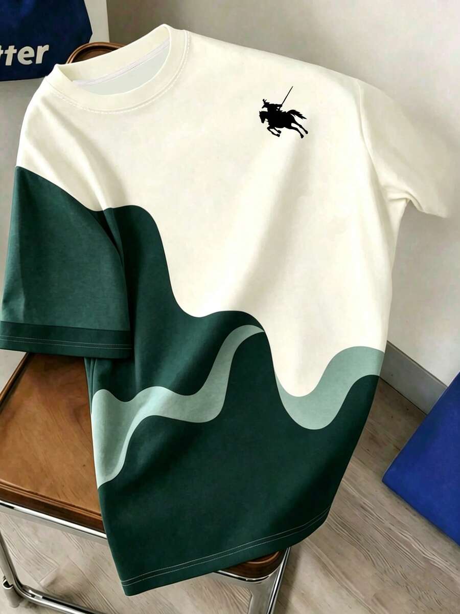 Resyla Kaos Pria Lengan Pendek Kerah Bulat Ukuran Besar dengan Motif Grafis - MultiWarna - View 1