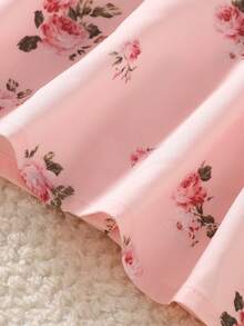 SHEIN Infant Girls'Cute Summer Light Pink Rose Embroidered Lace Collar Sleeveless A-Line Dress Soft Fabric Infant Dress For Party Cruise Photography 0-12M - Pink - View 5