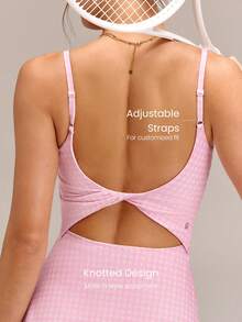GLOWMODE FeatherFit™-Air Scoop Neck Knotted Mini Dress Quick Dry Moisture Wicking - Pink - View 4