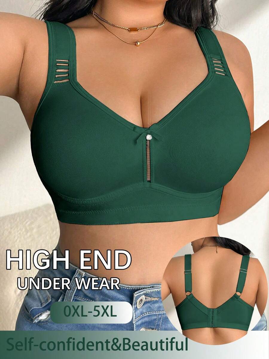 DesireSculpt Sujetador sin aros talla grande 1 pieza - Verde militar - Ver 1
