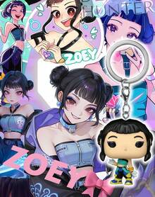 Funko 1个黑色双马尾卡通表演者乙烯基人偶钥匙扣，10.2厘米口袋大小吊坠，带金属环和扣环，盒装收藏品，可作为钱包、钥匙或架子展示配件 - 彩色 - 查看 1
