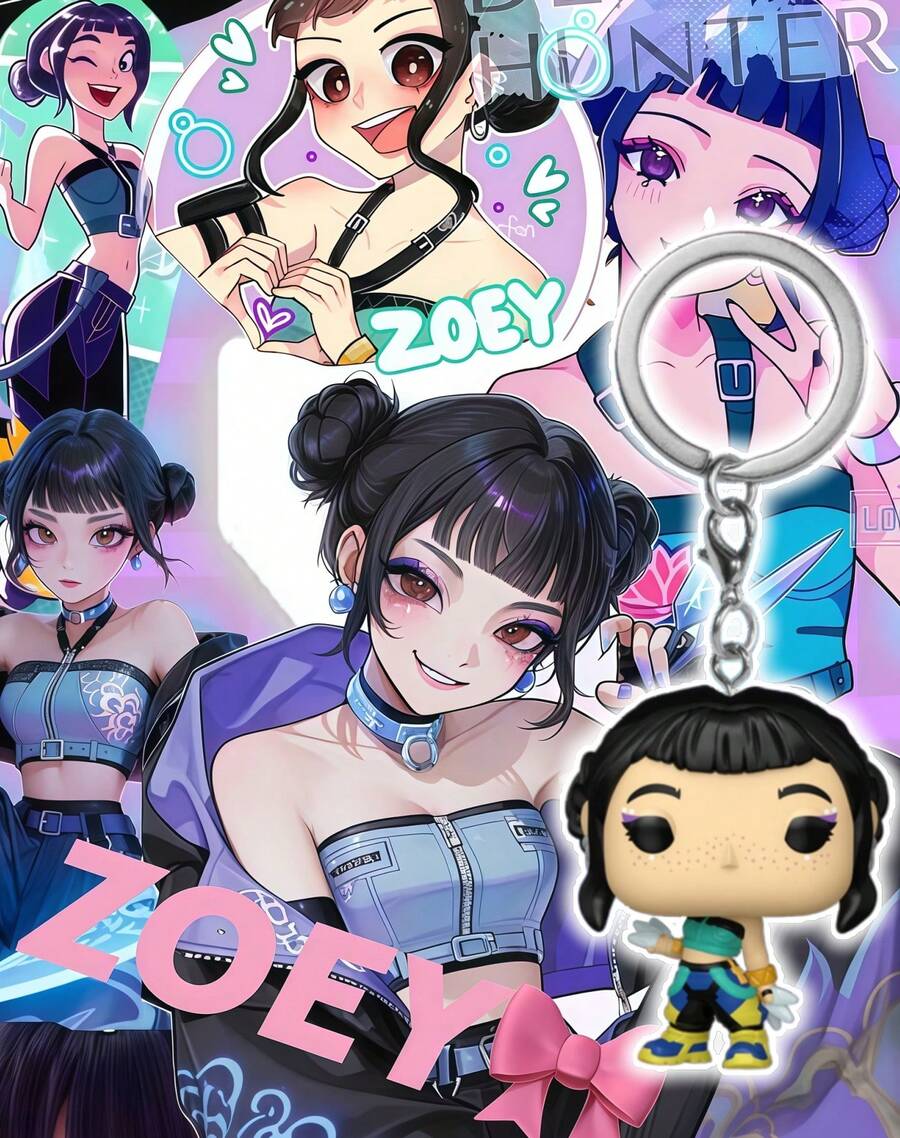 Funko 1个黑色双马尾卡通表演者乙烯基人偶钥匙扣,10.2厘米口袋大小吊坠,带金属环和扣环,盒装收藏品,可作为钱包、钥匙或架子展示配件 - 彩色 - 查看 1