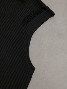 Manfinity EMRG Men's Fashion Versatile Distressed Crew Neck Knit Vest - Black - View 8