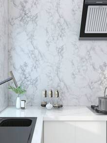 1 Gulungan Wallpaper Tempel Motif Marmer, Kertas Kontak Marmer Putih Abu-abu, Wallpaper Perekat Mandiri yang Dapat Dilepas, Cocok untuk Dinding Belakang Meja Dapur - View 5
