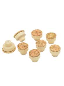 6/12pcs Rattan Dresser Knobs Boho Cabinet Pulls, Dia Wicker Drawer Handles With Screws, Round Furniture Knob For Cupboard Wardrobe Vanity(Natural Color) - natural color - View 5