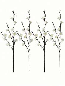 Cirelle 4/8入 白色梅花人造花 21.7吋 假冬青長莖塑膠花，適用於居家、飯店、辦公室、婚禮派對、花園裝飾，新年、聖誕節、情人節、餐桌裝飾、家庭用餐、婚禮佈置、高級飯店用品、喬遷禮物、夏季居家裝飾 - 彩色 - 查看 11