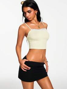 Nooralise Cropped de Renda Feminino, Regata Amarelo Creme, Encontros Românticos, Passeios Casuais, Top Versátil de Verão, Adequada para Cruzeiros, Festivais, Férias na Praia, Festivais de Música, Estilo Boho, Volta às Aulas, Páscoa, Casamentos, Dia da Independência, Festas de Rock - Amarelo - Visão 7