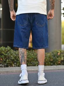 Devon Thys Men's Casual Ripped Straight Leg Blue Denim Shorts, Street Fashion For Spring/Summer - Dark Wash - View 6