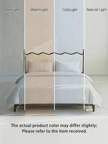 Veyra Day 3pcs Polyester Retro Stripe Duvet Cover Set – Soft Breathable Bedding For Dorm, Single, Double & King Bed, All-Season, Machine Washable (1 Cover + 2 Pillowcases, No Insert) - Blue - View 10