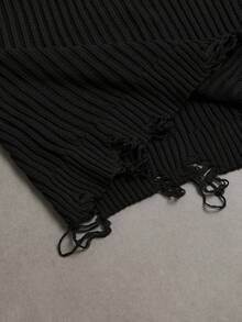 Manfinity EMRG Men's Fashion Versatile Distressed Crew Neck Knit Vest - Black - View 6