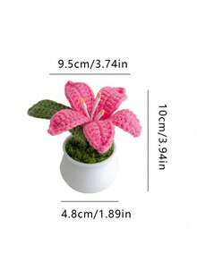 1pc Mini Cute Lily Flower Pot Knitted Plant Desktop Decoration Wedding Guest Gift Mother's Day Gift For Favorite Mom Room Decor Home Decor Ornaments Home Miniature Things - Multicolor - View 4