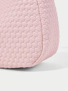 SHECARRY Women's Fashion Light Pink Handbag, Exquisite Woven PU Material, Simple Knotted Portable Half-Moon Bag, Suitable For Daily, Commuting, Shopping, Dating, Gifts, Vacation, Travel - Crystal powder - View 8