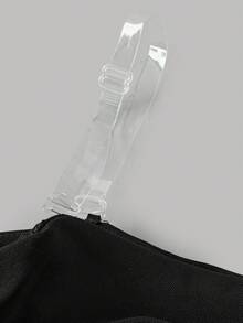 SHEIN 少女秋冬露肩荷叶边网纱紧身约会黑色长袖连衣裙 露肩连衣裙 青少年黑色连衣裙 长款黑色连衣裙 女童网纱连衣裙 女童黑色连衣裙 万圣节连衣裙 女童黑色连衣裙 - 黑色 - 查看 4