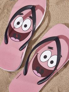 SpongeBob SquarePants | SHEIN Sandal Jepit Kartun Warna Pink, Bahan EVA Ringan, Pelindung Jari Kaki, Bernapas dan Cepat Kering, Lembut dan Nyaman, Cocok untuk Penggunaan di Dalam Ruangan, Mandi atau Pantai, Pakaian Musim Panas, Pakaian Musim Semi, Pantai, Liburan - Berwarna merah muda - View 3
