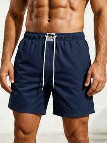 Manfinity KASUA Pantalones cortos con cordón para hombre, playa soleada, vacaciones - Azul Marino - Ver 4