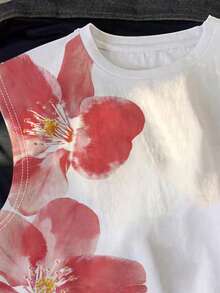 Manfinity Joysei Men's Floral Print Round Neck Sleeveless Tank Top Summer - White - View 3