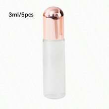 1/5 Pieces 3ml 5ml Clear Glass Roll-On Bottle With Rose Gold Cap, Empty Mini Refillable Perfume Bottle For Travel - Rose Red - View 11