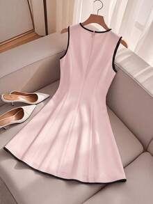 Vestido de línea A sin mangas con lazo en la cintura y lunares, adecuado para la escuela, picnic de fin de semana, salida casual con amigos, estilo fresco y dulce - Multicolor 2 - Ver 2