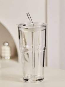 SHEIN 1 Buah Gelas Kaca dengan Sedotan, Gelas Portabel dan Bergaya Sederhana untuk Air, Teh, atau Kopi, dengan Desain yang Sangat Menarik; Berbentuk Bulat, dengan Kapasitas 600 ml - MultiWarna - View 16