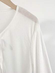 SHEIN Camicia leggera a righe con protezione solare per ragazze pre-adolescenti, primavera & estate, vacanze, estate, viaggi - Bianco - Visualizzare 5