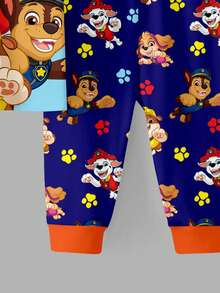 SHEIN | PAW Patrol 男嬰圓領卡通圖案短袖上衣與長褲休閒日常居家睡衣套裝 - 彩色 - 查看 7