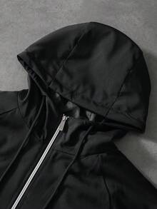 PAVTROS Men's Spring/Autumn Casual Colorblock Striped Hooded Jacket - Black - View 5