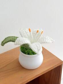 1pc Mini Cute Lily Flower Pot Knitted Plant Desktop Decoration Wedding Guest Gift Mother's Day Gift For Favorite Mom Room Decor Home Decor Ornaments Home Miniature Things - Multicolor - View 16