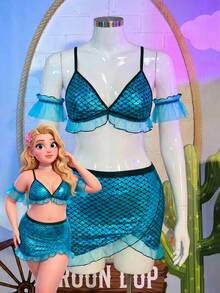 Fantasy Costume Fantasy Costume 大尺碼美人魚性感內衣四件組 - 藍色 - 查看 3