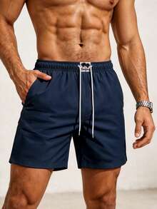 Manfinity KASUA Pantalones cortos con cordón para hombre, playa soleada, vacaciones - Azul Marino - Ver 5