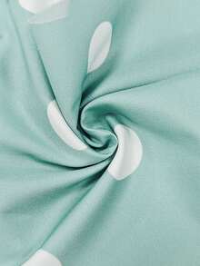 SHEIN Clasi 女款春夏波點印花抓皺領口短袖上衣 - 綠色 - 查看 3