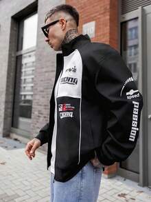 Artur Kramer Jaket Windbreaker Outdoor Kasual Lengan Panjang Pria Motif Blok Warna dengan Cetakan Huruf, Musim Gugur, Untuk Musim Gugur - MultiWarna - View 2