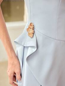 MOTF PREMIUM ASYMMETRICAL CUT FASHIONABLE WAIST-DEFINING SLIMMING COMMUTER VERSATILE ELEGANT A-LINE WOMEN'S DRESS - Baby Blue - View 7