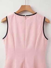 Vestido de línea A sin mangas con lazo en la cintura y lunares, adecuado para la escuela, picnic de fin de semana, salida casual con amigos, estilo fresco y dulce - Multicolor 2 - Ver 4