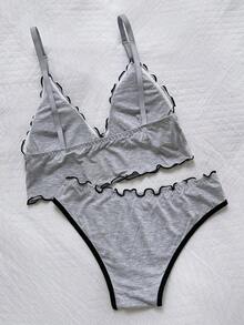 Napfluff Women's Casual Versatile Comfortable Skin-Friendly Adjustable Strap Bra Set 2pcs - Grey - View 2
