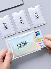 SHEIN 5/10PCS RFID Blocking Card Holder For Bank Cards, Anti-Scanning Aluminum Foil Card Sleeve, NFC Shielding Card Case, Vertical Pull-Out Design, Suitable For Bank Cards And ID Cards - Multicolor - View 2
