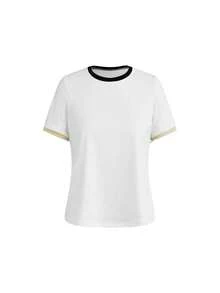SHEIN Cheerettes Women's Simple Versatile Striped Colorblock Round Neck Short Sleeve Sports T-Shirt 2pcs/Set - Multicolor - View 11