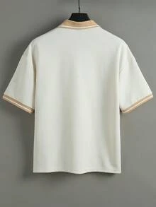 Manfinity CasualCool 男士紋理面料成熟休閒 Polo 衫，適合日常外出、聚會與通勤，正式場合適用 - 彩色 - 查看 7