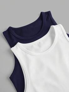 SHEIN Girlism Dozemod 青少年女孩簡約圓領純色休閒背心內衣2件組 - 彩色 - 查看 5