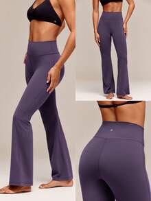 GLOWMODE Pantalones Leggings Acampanados de Cintura Alta FeatherFit™ de 31" para Yoga de Bajo Impacto, Pilates y Uso Diario - Bold Plum - Ver 9