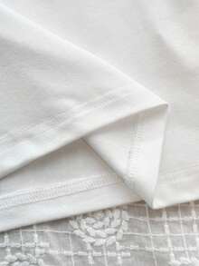 INAWLY Women's Floral Embroidery Pattern Lace-Up Casual Versatile Daily Wear Top - White - View 5