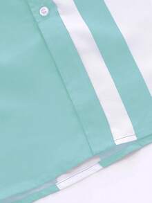 Manfinity Homme 2pcs Men's Colorblock Short Sleeve Shirt & Pants Set , Ceremony - Teal Blue - View 5