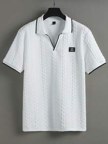 Manfinity CasualCool 男士夏季休閒 Polo 衫，領口、門襟與袖口對比色設計，舒適柔軟易穿著 - 彩色 - 查看 5