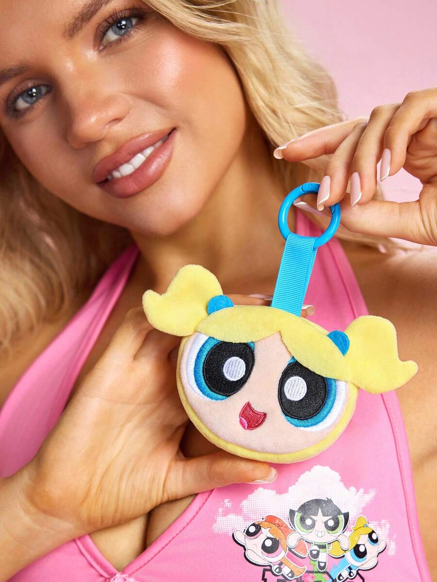 THE POWERPUFF GIRLS X SHEIN 1個可愛卡通零錢包,立體造型,可收納硬幣、卡片、鑰匙及其他用品,可掛在包包上 - 黃色 - 查看 1